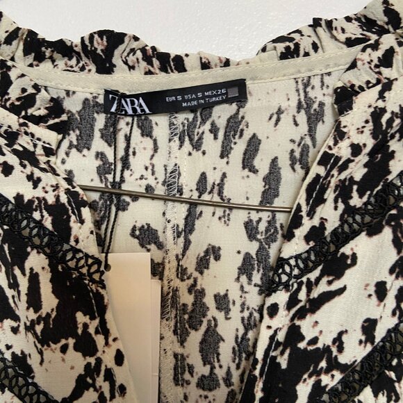 Zara Printed Dress with lace inserts - S - Picture 4 of 4